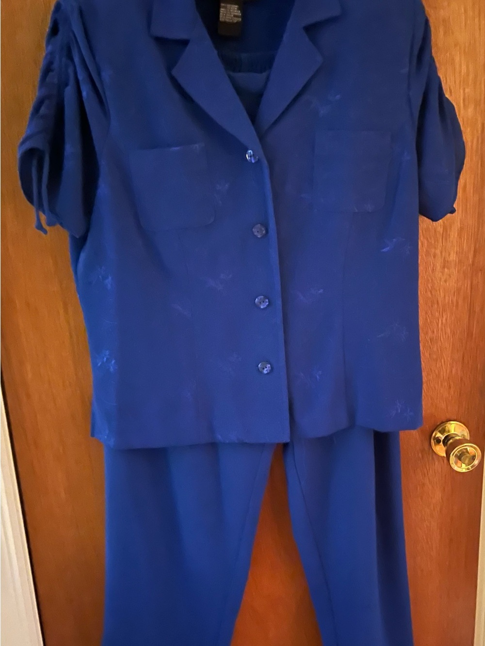 Sag Harbor Royal Blue Short-Sleeve Pantsuit